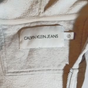 Large, Grey, Calvin Klein, zip up hoodie.